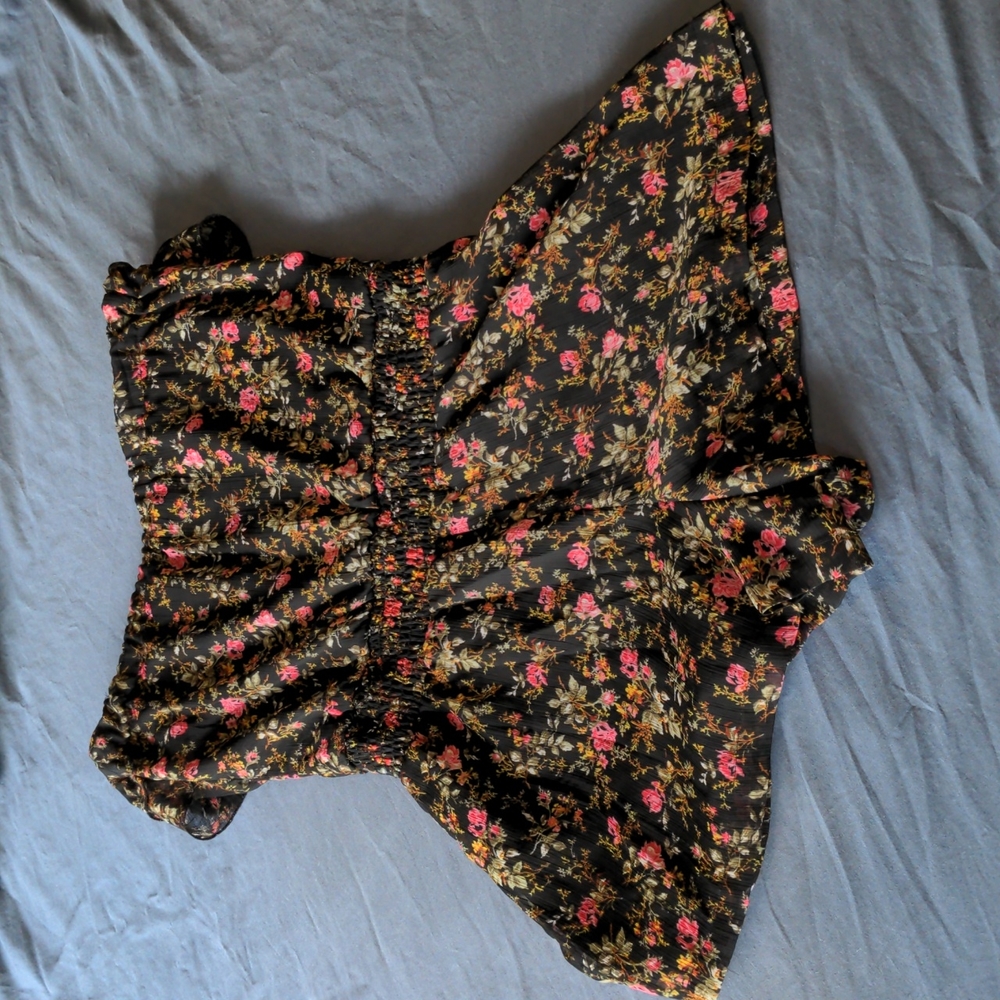 Strapless Floral Romper, Small, Fire Los Angeles - Picture 5 of 5
